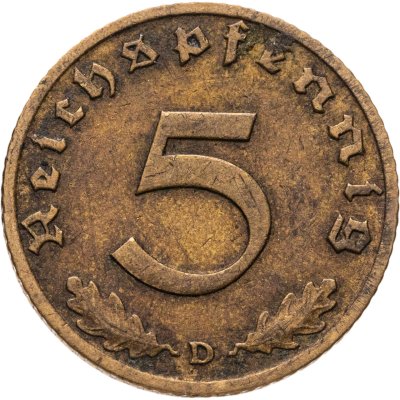 купить Германия (Третий рейх) 5 рейхспфеннигов (reichspfennig) 1938 D