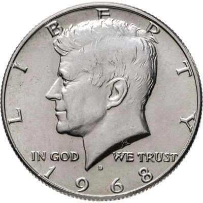 купить США 50 центов (1/2 доллара, half dollar) 1968 D Kennedy Half Dollar (Кеннеди) знак монетного двора "D" - Денвер
