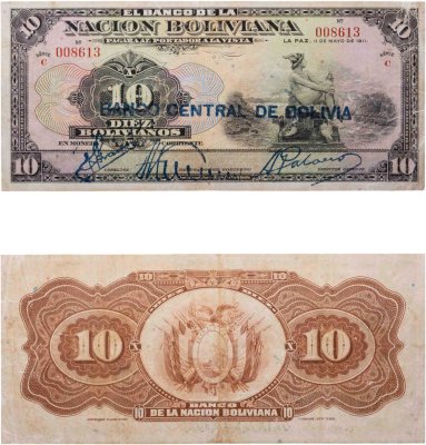купить Боливия 10 боливиано 1911