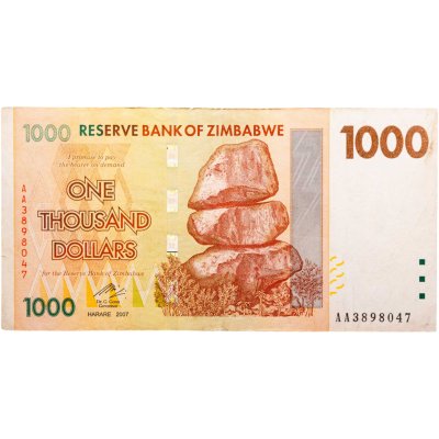 купить Зимбабве 1000 долларов 2007