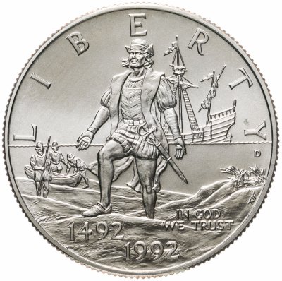 купить США 50 центов (1/2 доллара, half dollar) 1992 "500 лет открытия Америки Христофором Колумбом" Знак монетного двора "D" - Денвер