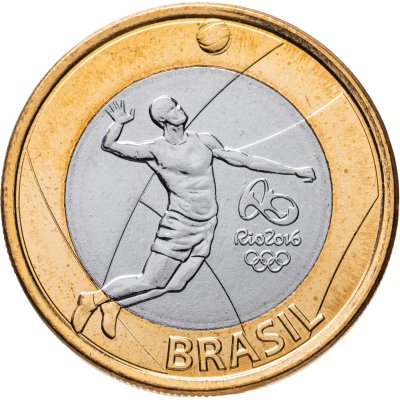 купить Бразилия 1 real (реал) 2015 "XXXI летние Олимпийские Игры, Рио-де-Жанейро 2016 volleyball (волейбол)"
