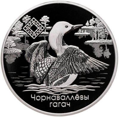 купить Беларусь 1 рубль 2021 "Заказник «Ельня». Чернозобая гагара, Морошка приземистая" в капсуле