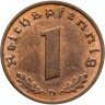 Купить Германия, Третий рейх 1 рейхспфенниг (reichspfennig) 1939, знак  монетного двора: "D" - Мюнхен