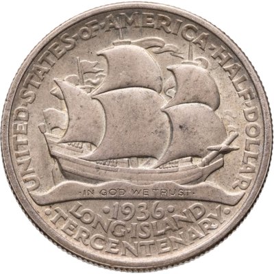 купить США 50 центов (1/2 доллара, half dollar) 1936 "300 лет Лонг-Айленду"