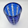 Купить Ваза "Подарочная" синего цвета с геометрическим декором, стекло, алмазная грань, Стекольный завод «Красный май», СССР, 1950-1980 гг.