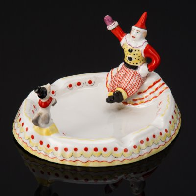 купить Пепельница из набора "Клоунада", автор С.М. Орлов, фарфор, роспись, Дмитровский фарфоровый завод (ДФЗ Вербилки), СССР, 1940-1954 гг.