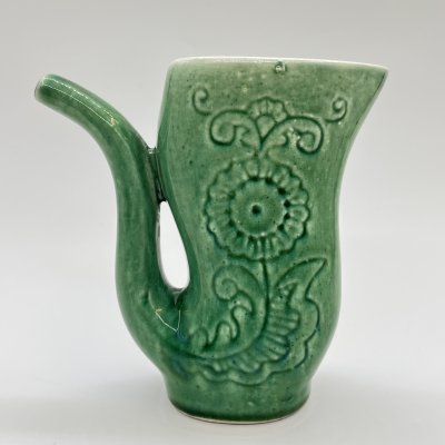 купить Поильник с рельефным цветочным декором, керамика, глазурь, СССР, 1980-1990 гг.