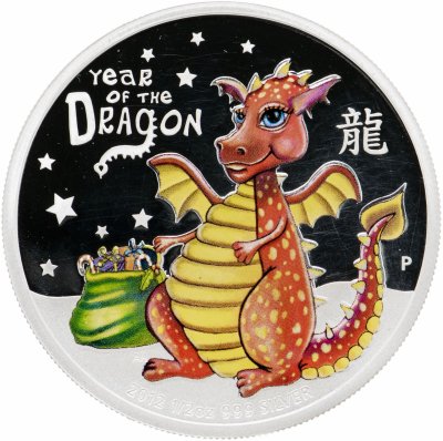 купить Тувалу 50 центов 2012 "Год дракона", в футляре с сертификатом