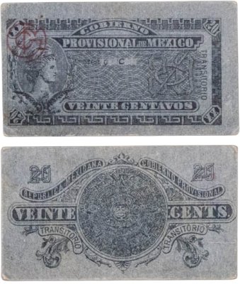 купить Мексика 20 сентаво 1914 Временное правительство