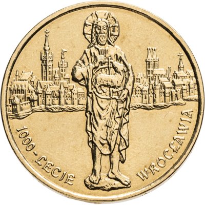 купить Польша 2 злотых 2000 "1000 лет городу Вроцлав"