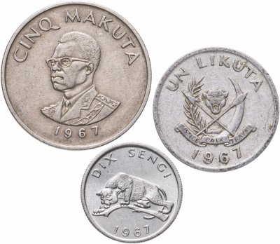 купить Конго, набор из 3 монет 1967 года (все номиналы)