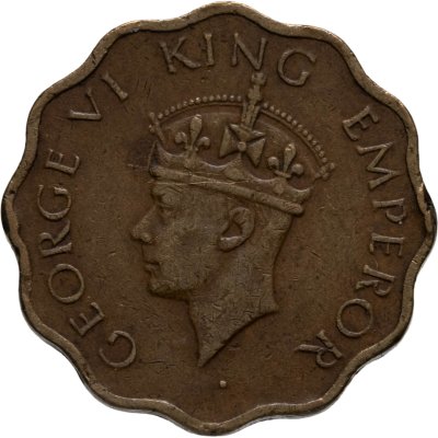 купить Британская Индия 1 анна (anna) 1943 знак монетного двора: "•" - Бомбей