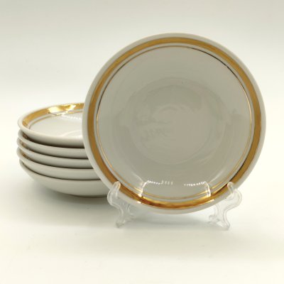 купить Набор из 6-ти розеток с золотистой каймой, фарфор, золочение, Завод «Красный фарфорист» (Чудово, Грузинская фарфорово-фаянсовая фабрика), СССР, 1962-1971 гг.