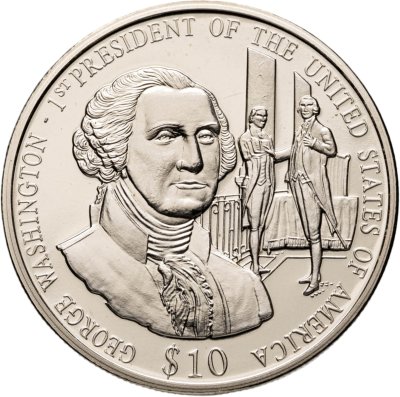 купить Либерия 10 долларов 2003 "1-й президент США - Джордж Вашингтон"
