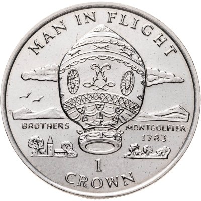купить Остров Мэн 1 крона (crown) 1995 "Воздушный шар братьев Монгольфье"