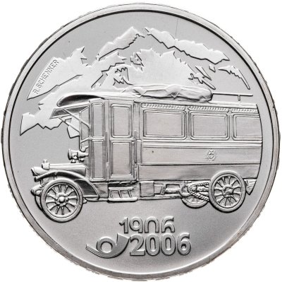 купить Швейцария 20 франков 2006 "100 лет почтовому автобусу" в капсуле
