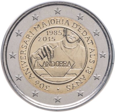купить Андорра 2 евро 2015 "30 лет реформе избирательного права", в блистере