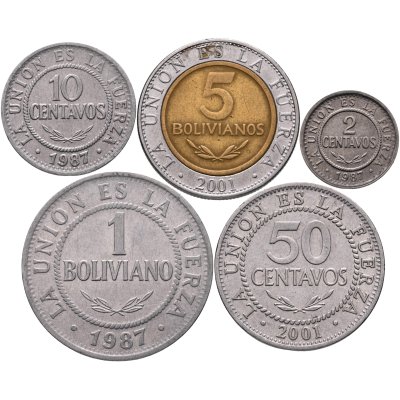 купить Боливия, набор из 5 монет 1987-2001