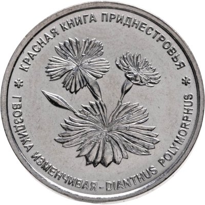 купить Приднестровье 1 рубль 2025 (2026) "Красная книга Приднестровья - Гвоздика изменчивая"