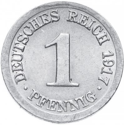 купить Германия 1 пфенниг (pfennig) 1917 J знак монетного двора: "J" - Гамбург