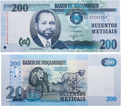 купить Мозамбик 200 метикал 2017 Лев Фауна Pick 152b