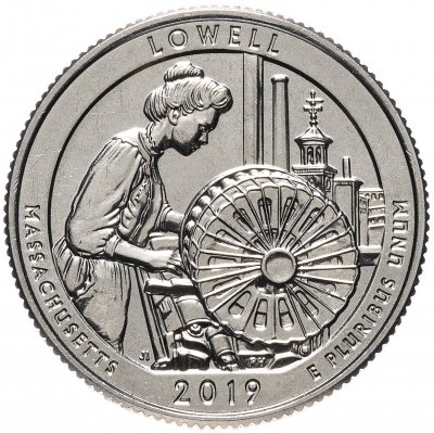 купить США 1/4 доллара (25 центов, квотер) 2019 — "Национальные парки - Исторический парк Лоуэлл" (46-й парк)
