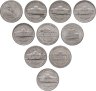 Купить США набор из 10 монет 5 центов 1960-2016