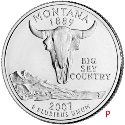 купить США 25 центов (квотер) 2007 P — штат Монтана