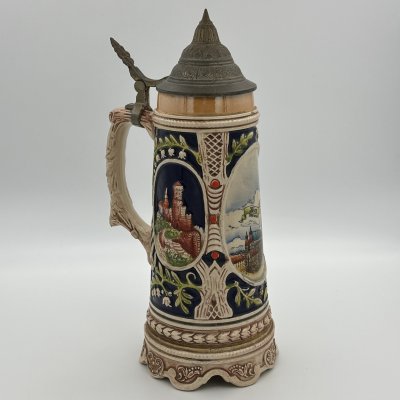 купить Кружка пивная с металлической крышкой и музыкальным механизмом "Собор Святого Стефана в Вене", керамика, роспись, металл, Европа, 1980-1990 гг.