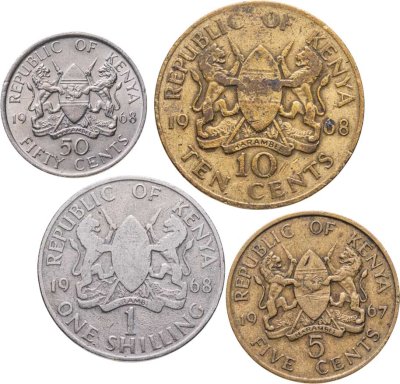купить Кения набор монет 1966-1968 (4 штуки) "Первый президент Кении - Джомо Кениата"