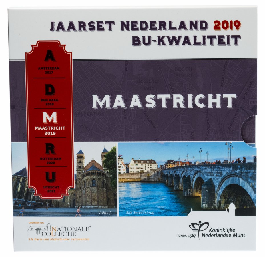 купить Нидерланды полный годовой набор евро для обращения 2019 Маастрихт (8 штук, UNC), в официальном буклете