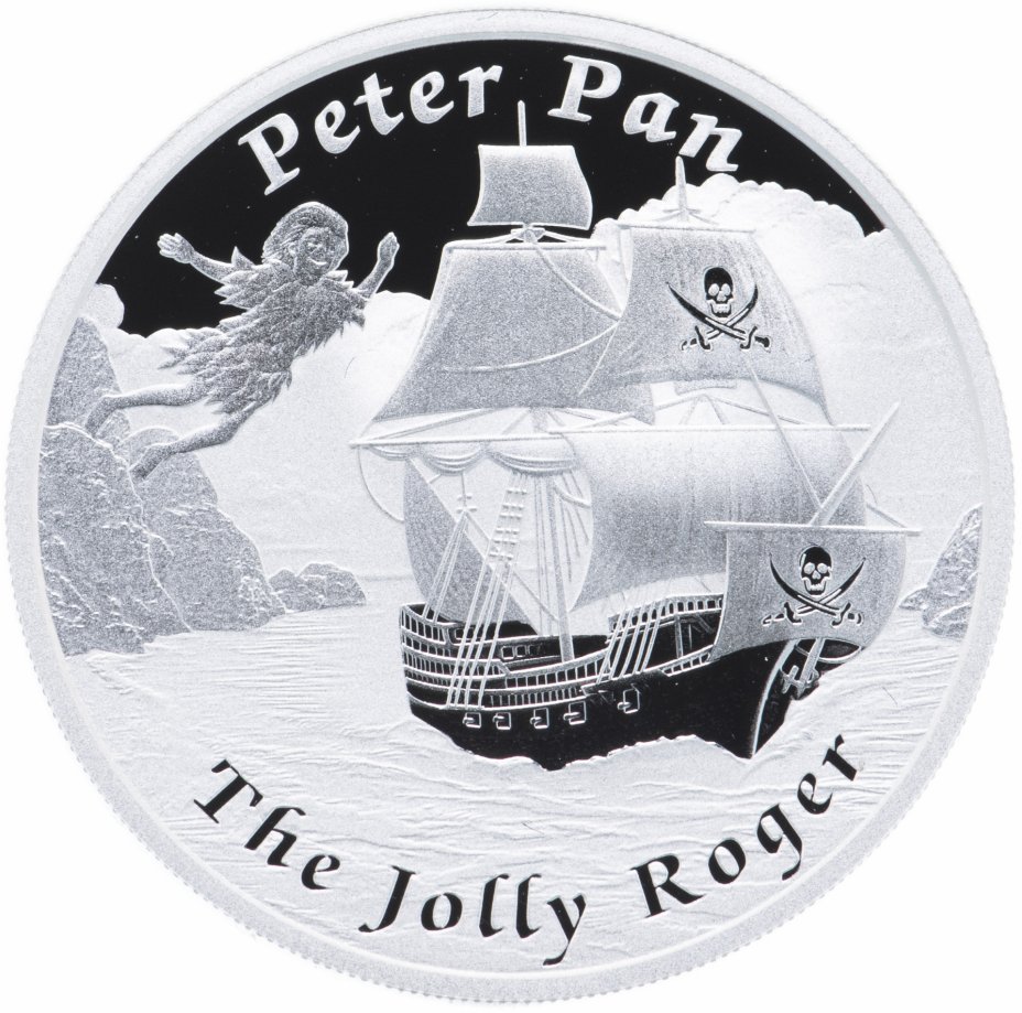 купить Тувалу 1 доллар 2014 Proof "Корабли которые никогда не плавали - Jolly Roger Питер Пен" в футляре, с сертификатом