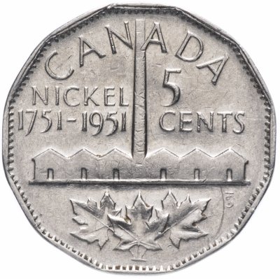 купить Канада 5 центов (cents) 1951 "200 лет производства никеля"