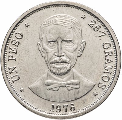 купить Доминикана 1 песо (peso) 1976 "100 лет со дня смерти Хуана Пабло Дуарте"