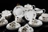 Купить Сервиз чайный на 6 персон, украшенный декором в виде роз (21 предмет), фарфор, деколь, люстр, Дмитровский фарфоровый завод (ДФЗ Вербилки), СССР, 1980-1991 гг.
