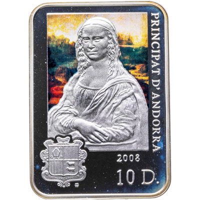 купить Андорра 10 динеров 2008 "Великие художники - Леонардо да Винчи, с сертификатом