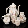 Купить Сервиз кофейный с цветочным декором на 5 персон (12 предметов), De Fuisseaux Baudour, фарфор, деколь, золочение, Бельгия, 1900-1918 гг.