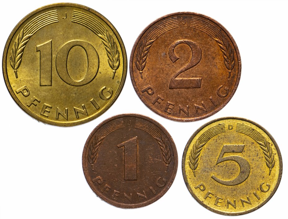 купить Германия, ФРГ набор из 4 монет 1950-2001, случайная дата