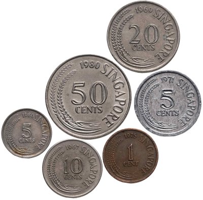 купить Сингапур, набор монет 1967-1987 (6 штук)