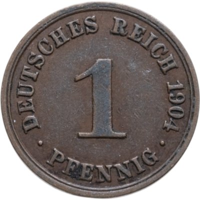 купить Германия 1 пфенниг 1904, знак монетного двора: "А" - Берлин
