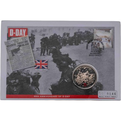 купить Гибралтар 1 крона 2004 "Вторая мировая война - высадкa в Нормандии (D-Day)" в конверте с маркой