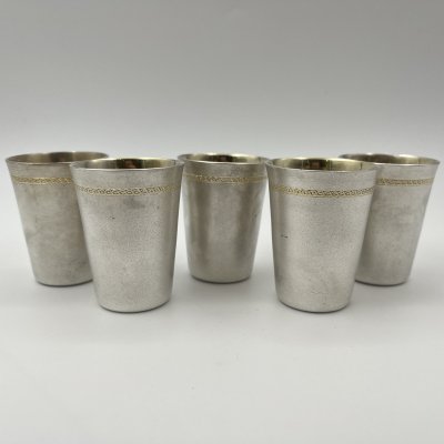 купить Набор из 5 стопок с геометрическим декором, мельхиор (медь-никель), СССР, 1970-1990 гг.
