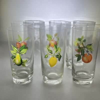 купить Набор из 6 стаканов "Фрукты", стекло, деколь, СССР, 1970-1990 гг.
