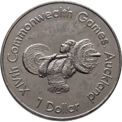 купить Новая Зеландия 1 доллар (dollar) 1989 "XIV Игры Содружества 1990 - Штангист"