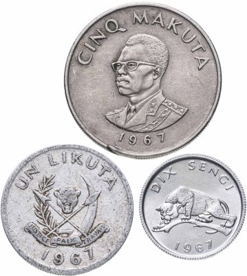 купить Конго, набор из 3 монет 1967 года (все номиналы)