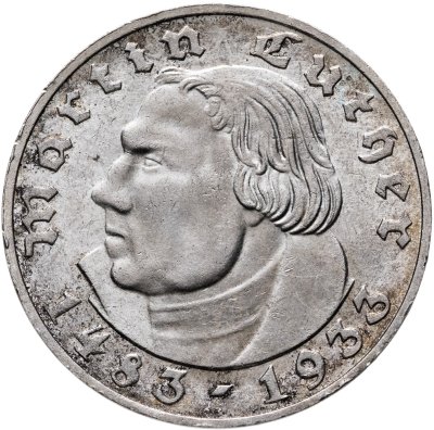 купить Германия (Третий рейх) 2 рейхсмарки (reichsmark) 1933 А "450 лет со дня рождения Мартина Лютера"