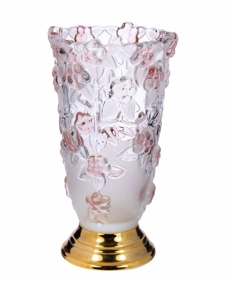 купить Ваза для цветов с рельефным декором, двухцветное стекло, Западная Европа, 1990-2010 гг.
