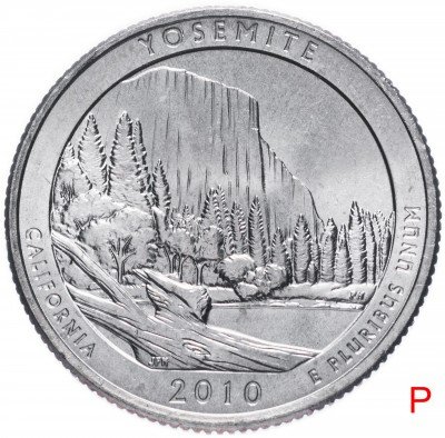 Купить США 1/4 доллара (25 центов, квотер) 2010 P — "Йосемитский национальный парк" (3-й парк)