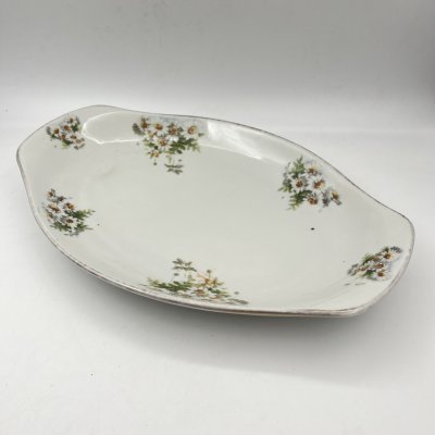 купить Блюдо с декором в виде ромашек (экспортное клеймо), фарфор, деколь, золочение, Дулевский фарфоровый завод (Дулёво), СССР, 1926-1935 гг.